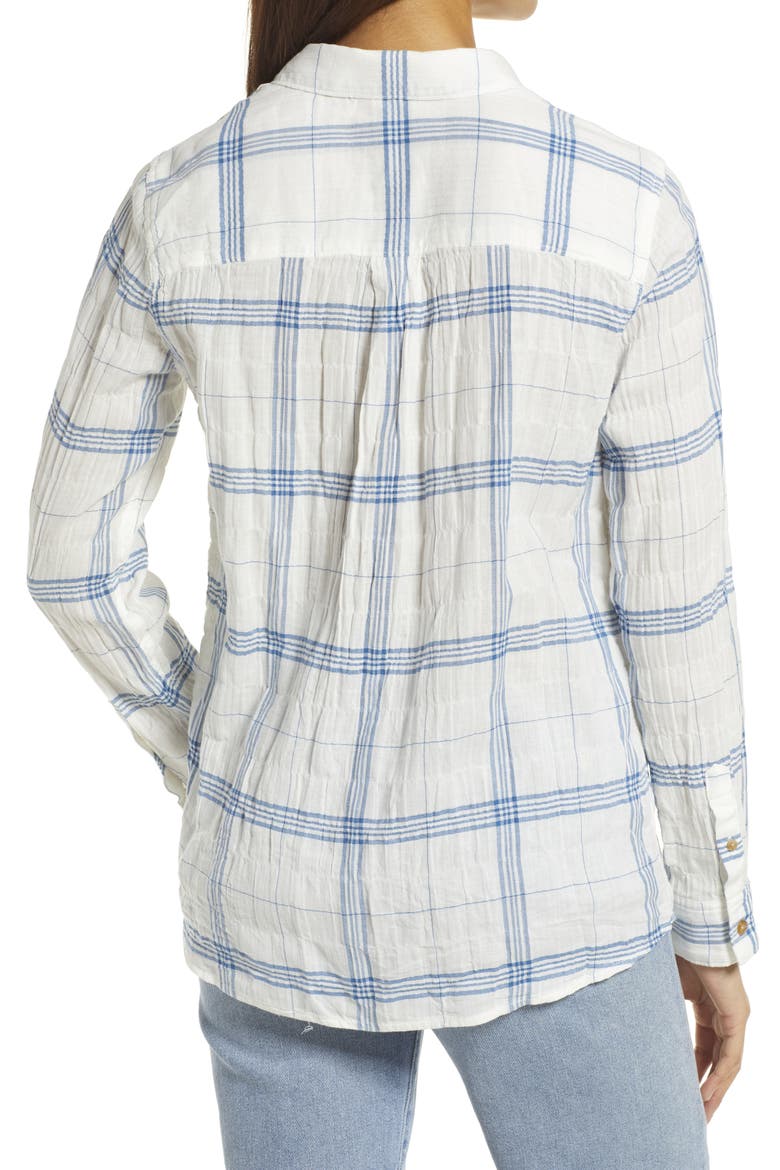 Herringbone Weave Plaid Button-Up Shirt, Alternate, color, IVORY- BLUE AVA PLAID