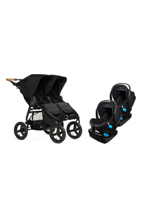 Indie Twin Double Stroller & Two Clek Liing Railroad Ziip Travel System Car Seat Set