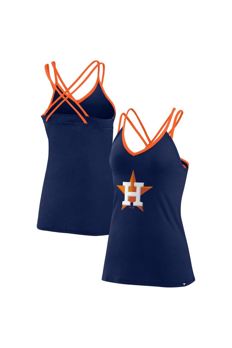 Women's Fanatics Branded Navy Houston Astros Barrel It Up Cross Back V-Neck Tank Top, Main, color, Navy