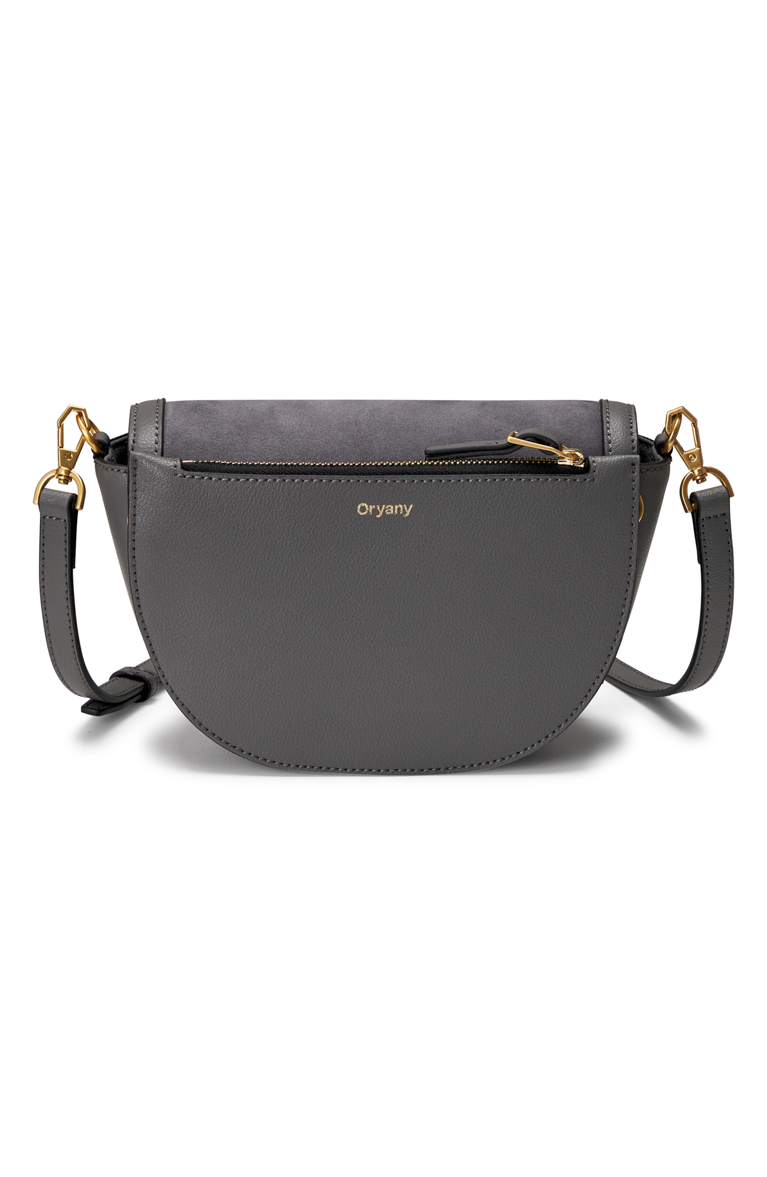 Oryany Lottie Suede & Leather Crossbody Saddle Bag, Alternate, color, 