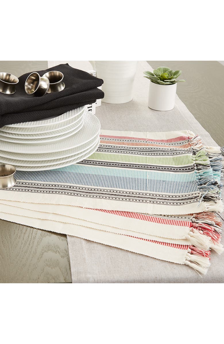 Design Imports Stripe Set of 4 Placemats, Alternate, color, Ivory Multi