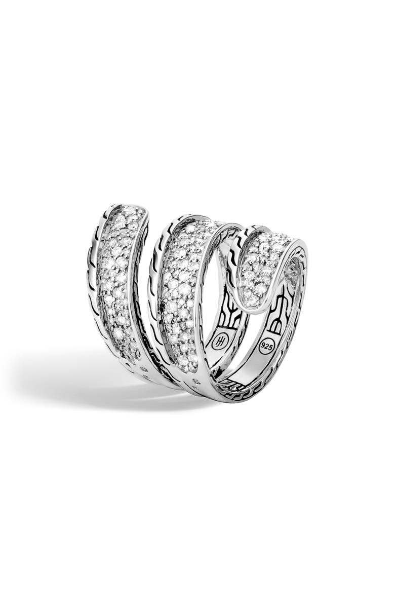 John Hardy Classic Chain Pavé Diamond Wrap Ring, Main, color,