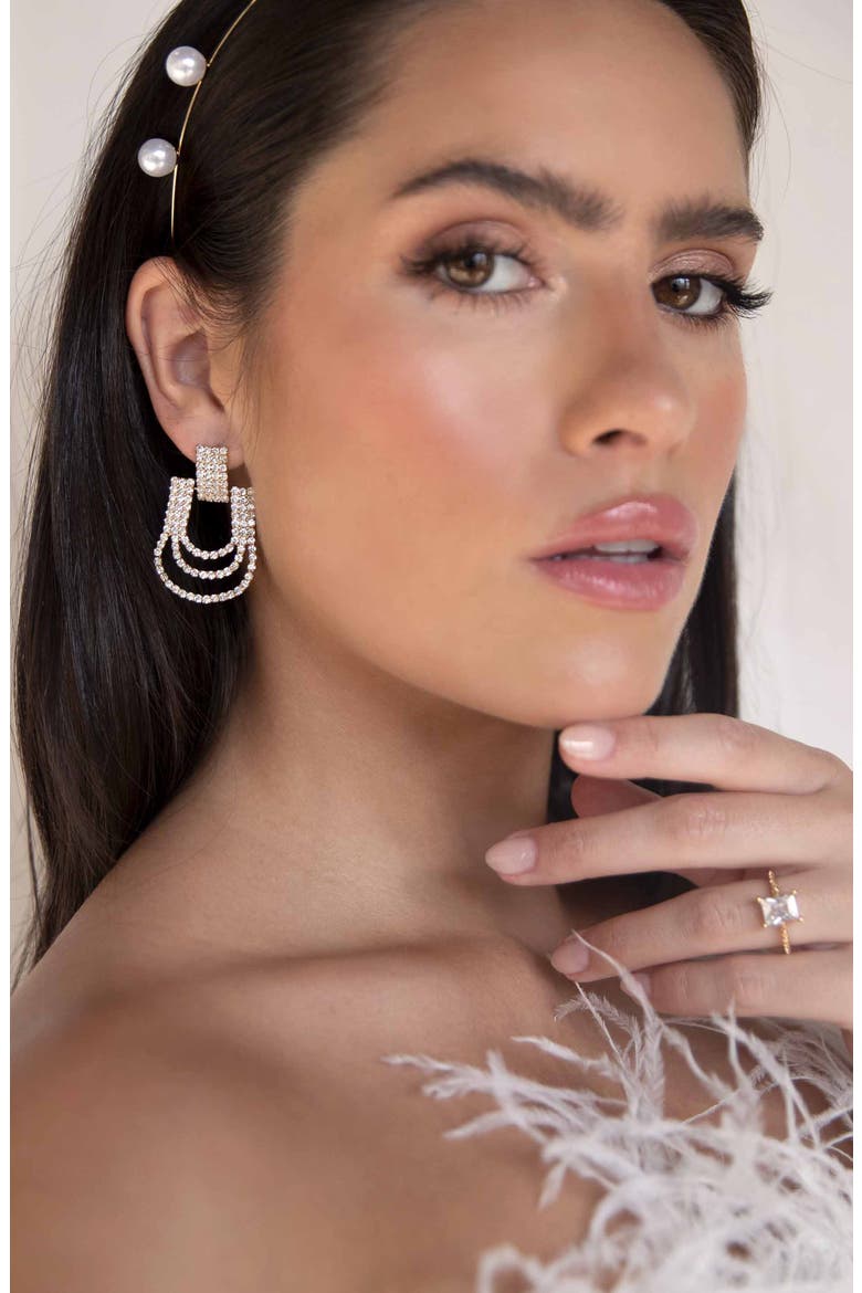 Crystal Door Knocker Earrings, Alternate, color, GOLD
