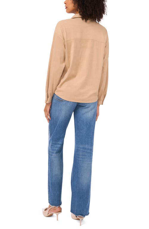 1.state Faux Suede Button-up Shirt In Brown
