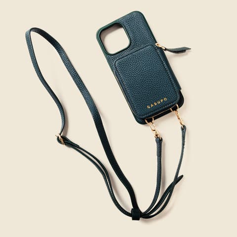 Leather iPhone Case with wallet and crossbody strap (15 Pro Max)