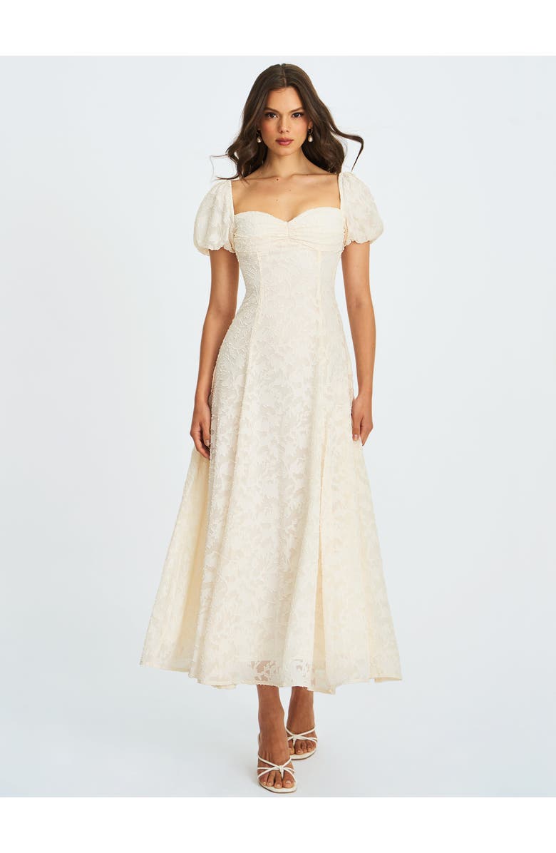 Miss Circle Pandora Bubble Sleeve Backless Maxi Dress, Alternate, color, White