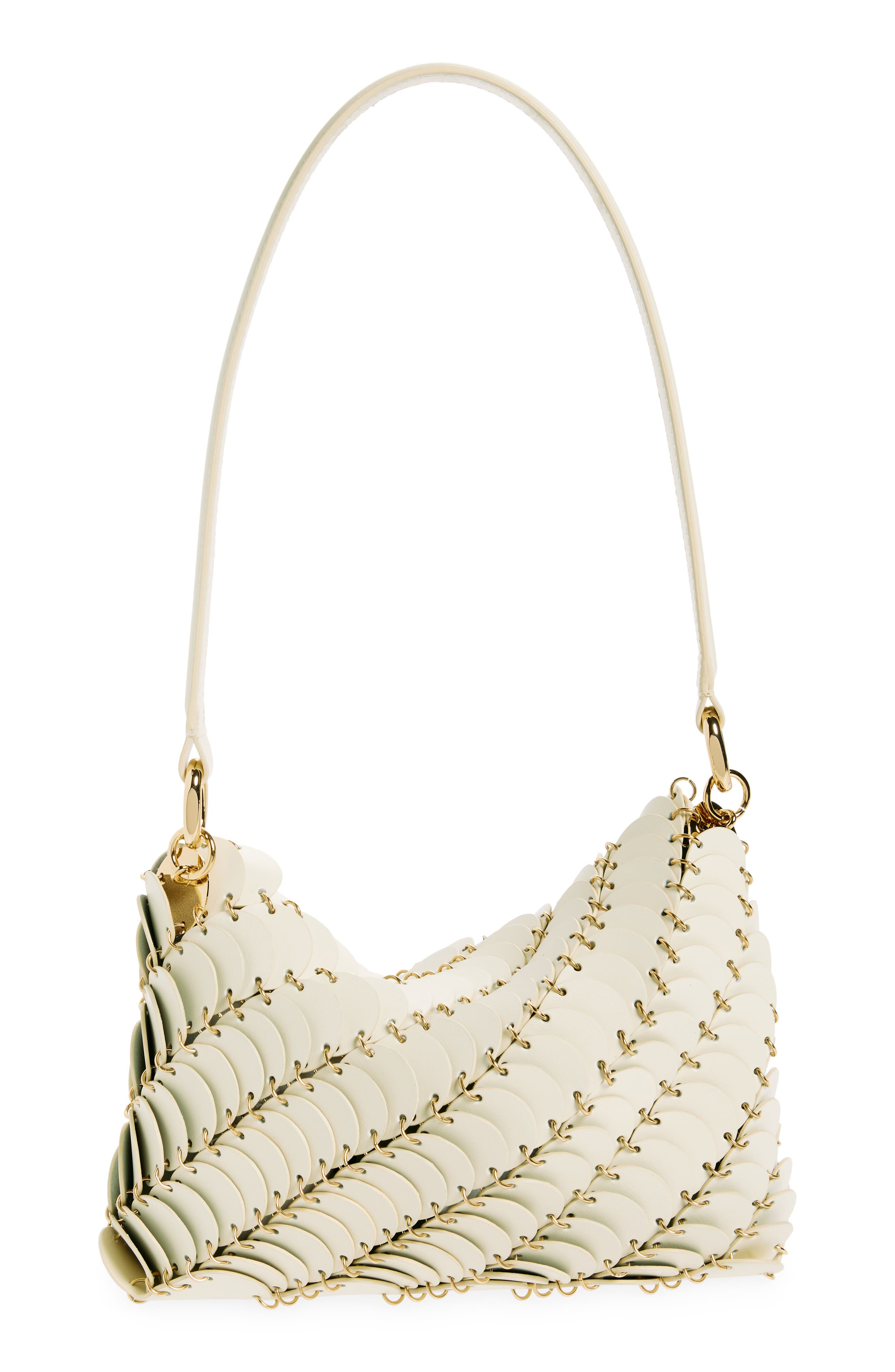 Rabanne Sac Leather Hobo Bag, Alternate, color, Cream / Gold
