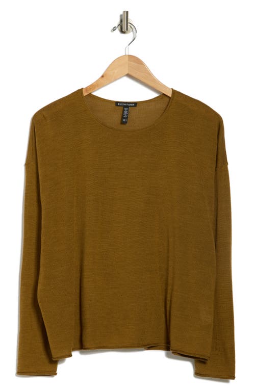 Eileen Fisher Crewneck Wool Sweater In Gold