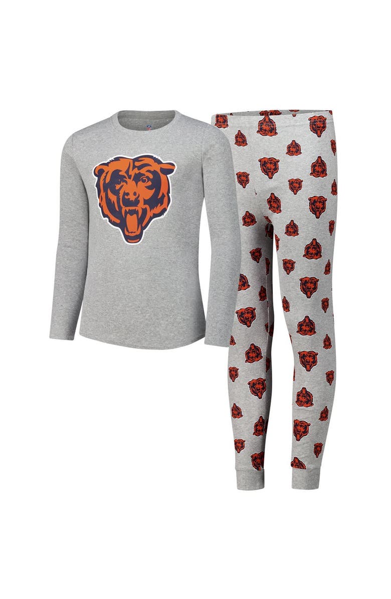 Outerstuff Youth Chicago Bears Long Sleeve T-Shirt and Pants Sleep Set, Main, color, Heather Gray
