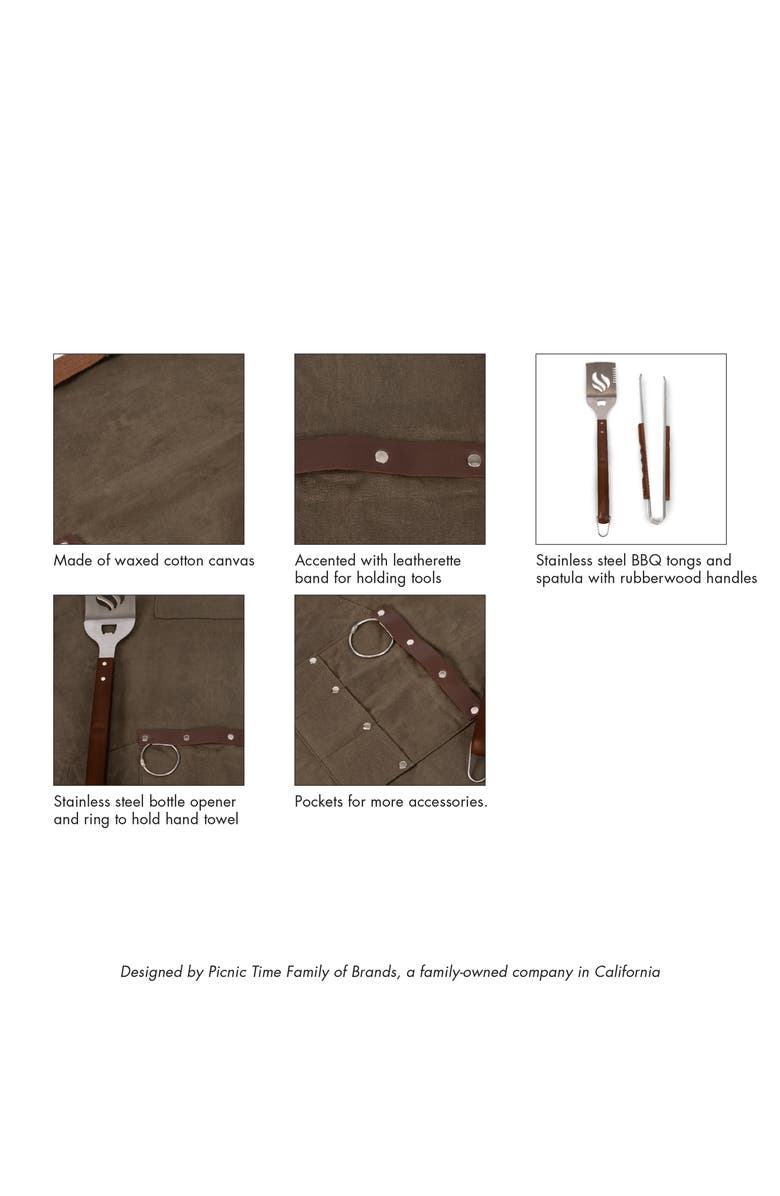 Picnic Time Barbecue Apron & Tools Set, Alternate, color, Khaki Waxed Canvas