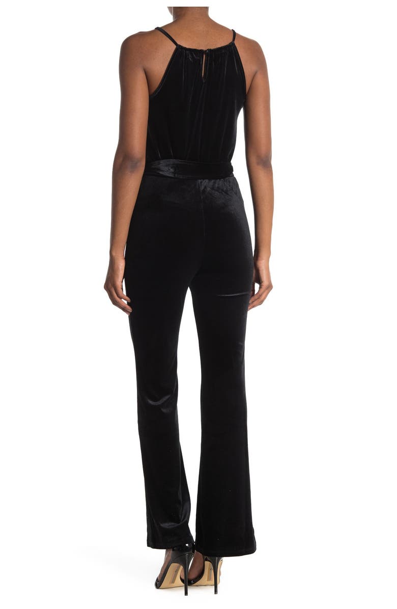 Love, Fire Velvet Cutout Waist Tie Jumpsuit, Alternate, color, 