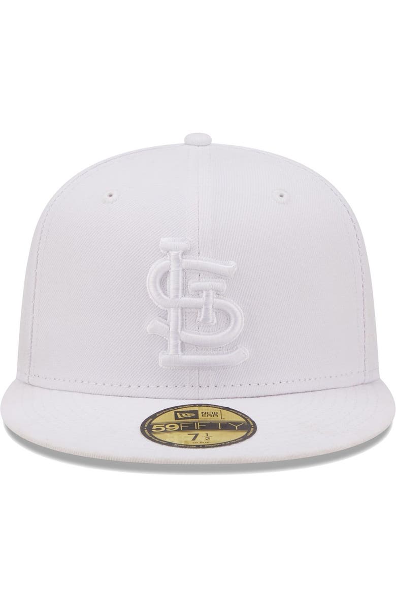 New Era Men's New Era St. Louis Cardinals White on White Logo 59FIFTY Fitted Hat, Alternate, color,