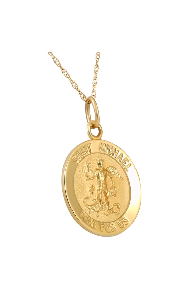 Bliss Diamond 14k Gold St. Michael Medal Pendant .5" Tall 1.5 Grams, Alternate, color,
