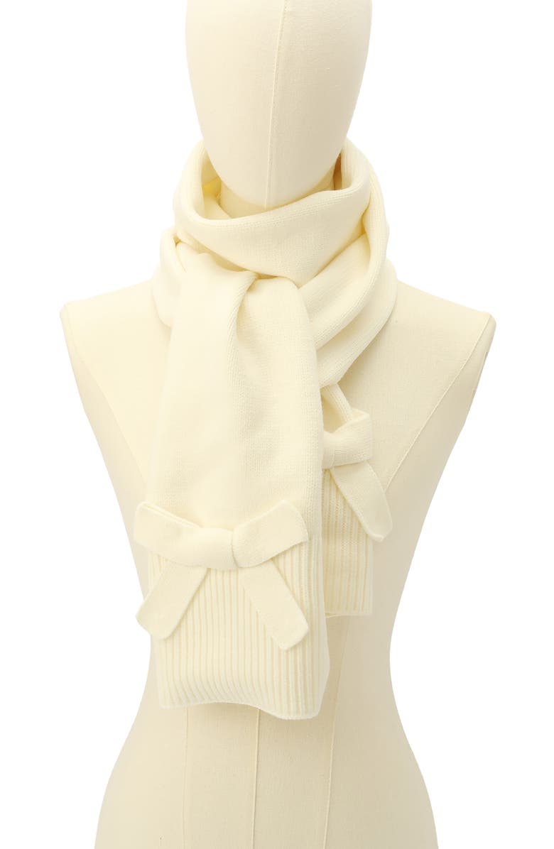 Kate Spade New York bow trim scarf, Alternate, color, Cream