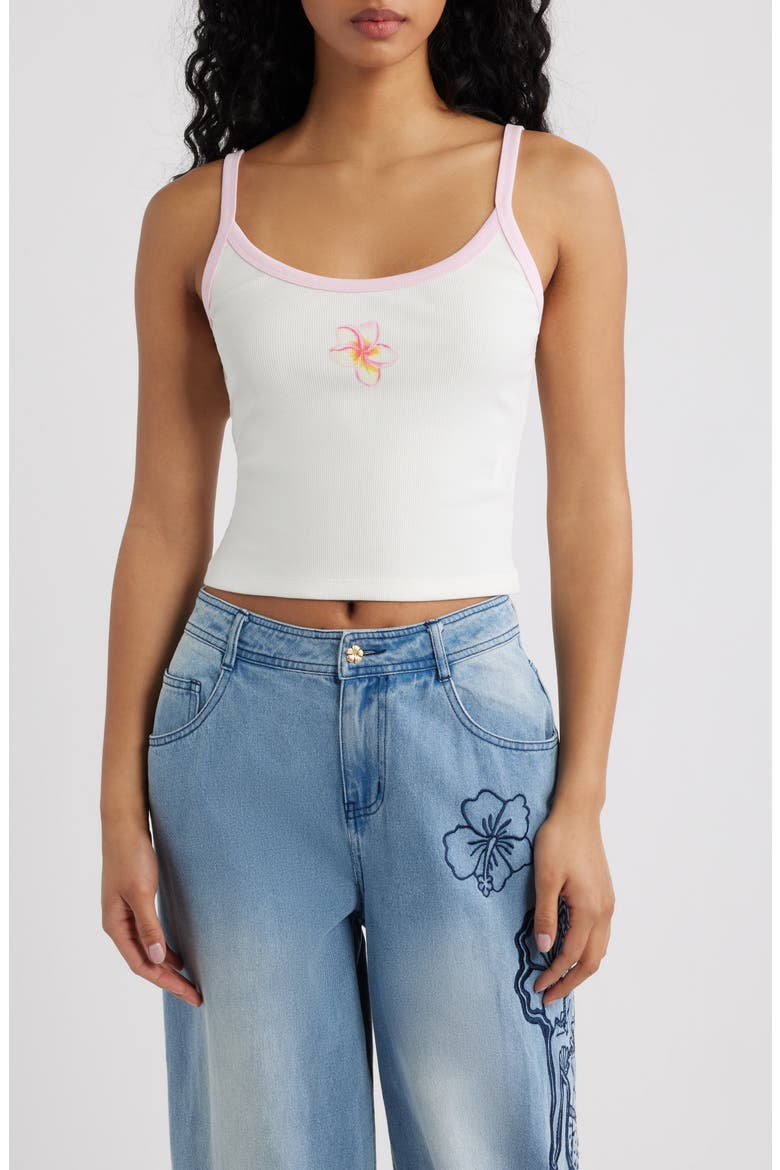 Floral Graphic Rib Scoop Neck Tank, Main, color, HIBISCUS PARADISE