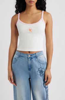 Floral Graphic Rib Scoop Neck Tank
