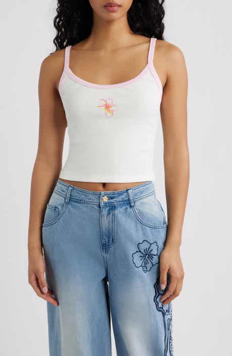 Floral Graphic Rib Scoop Neck Tank