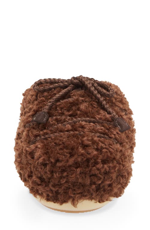 Moon Boot Dark Brown Curly Shearling Mules