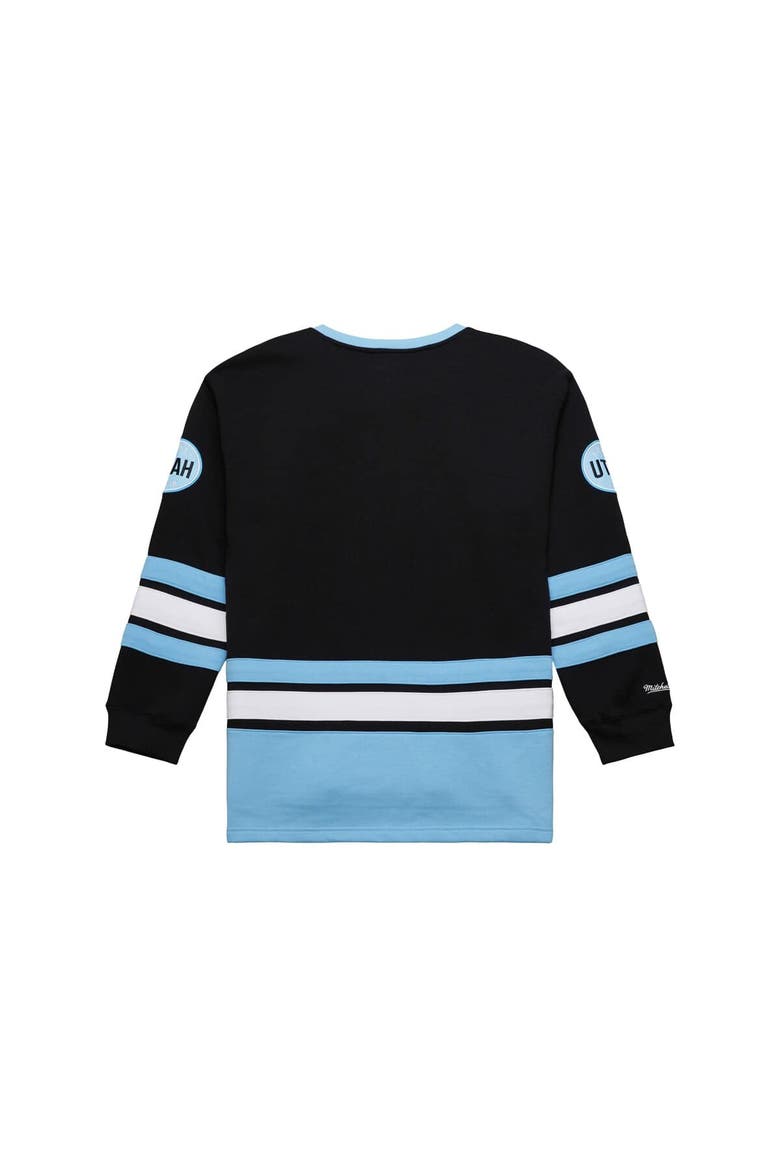 Men's Mitchell & Ness Black Utah Mammoth Heritage Lace-Up Pullover Sweatshirt, Alternate, color, Black