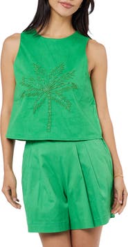 CIEBON Berit Beaded Palm Cotton Blend Tank