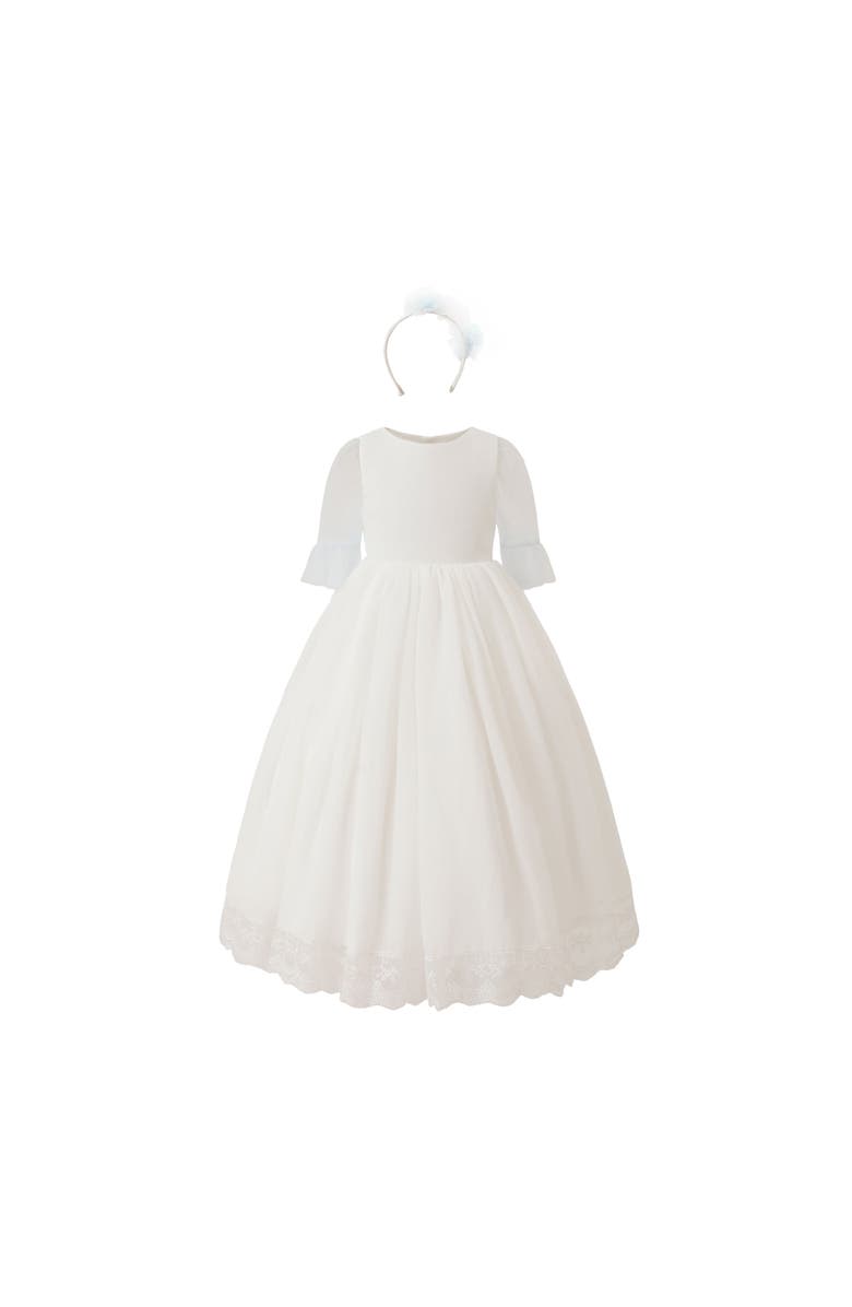 Tulleen Montessa Formal Dress with Lace Trim, Alternate, color, White