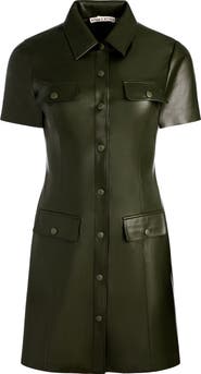 Alice + Olivia Jamie Faux Leather Mini Shirtdress