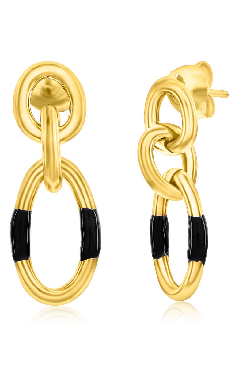 SIMONA Enamel Chain Drop Earrings, Main, color, Black