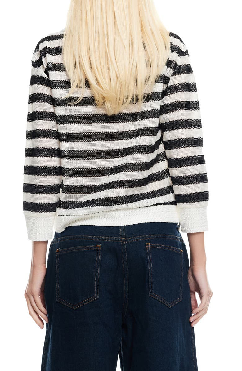 LIONESS Stripe Johnny Collar Crop Sweater, Alternate, color, 