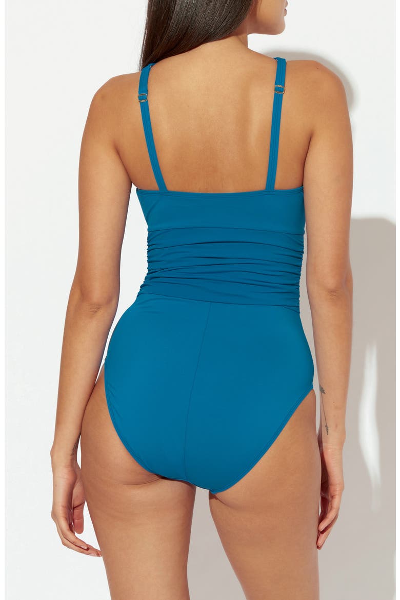 Goddess Keyhole High Neck One-Piece Swimsuit, Alternate, color, MIRAMAR BLEU