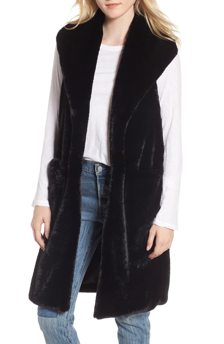 Heurueh Heather Faux Mink Fur Vest, Main, color, 