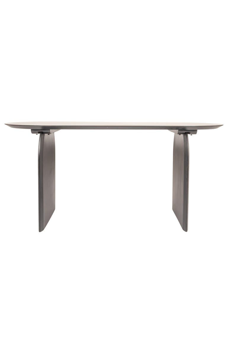 Pill-Shaped Dining Table with Half-Moon Base, Alternate, color, Black