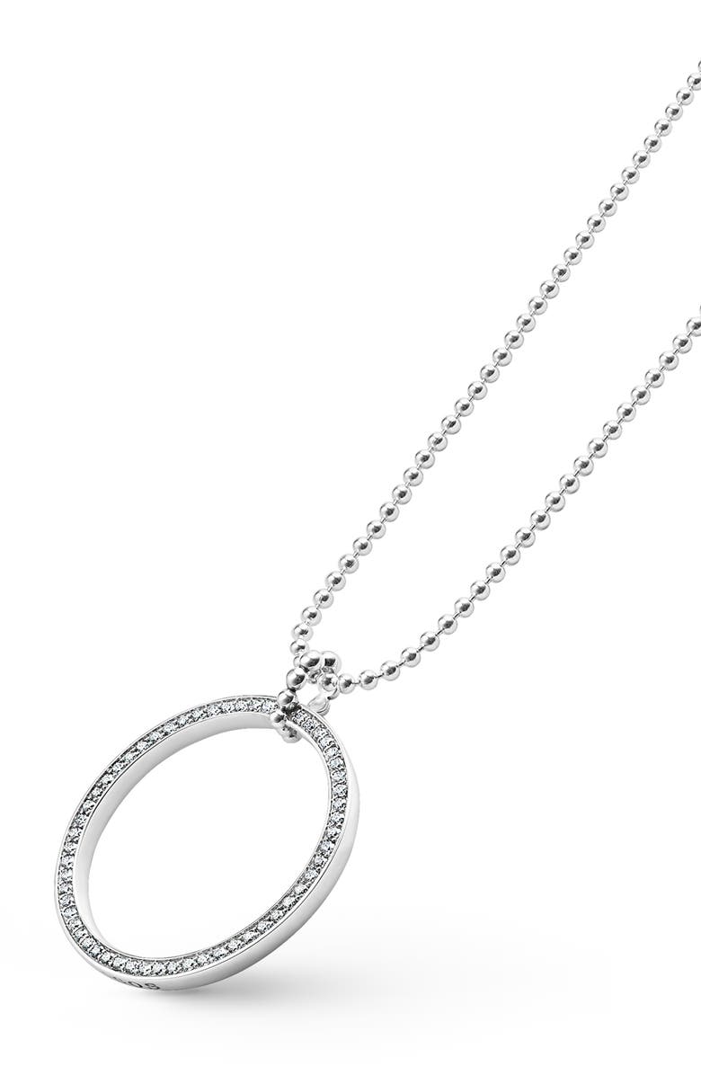 LAGOS Caviar Spark Diamond Circle Pendant Necklace, Alternate, color, Silver Diamond