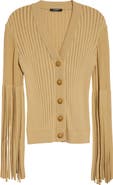 Balmain Fringe Sleeves Pointelle Rib Cardigan