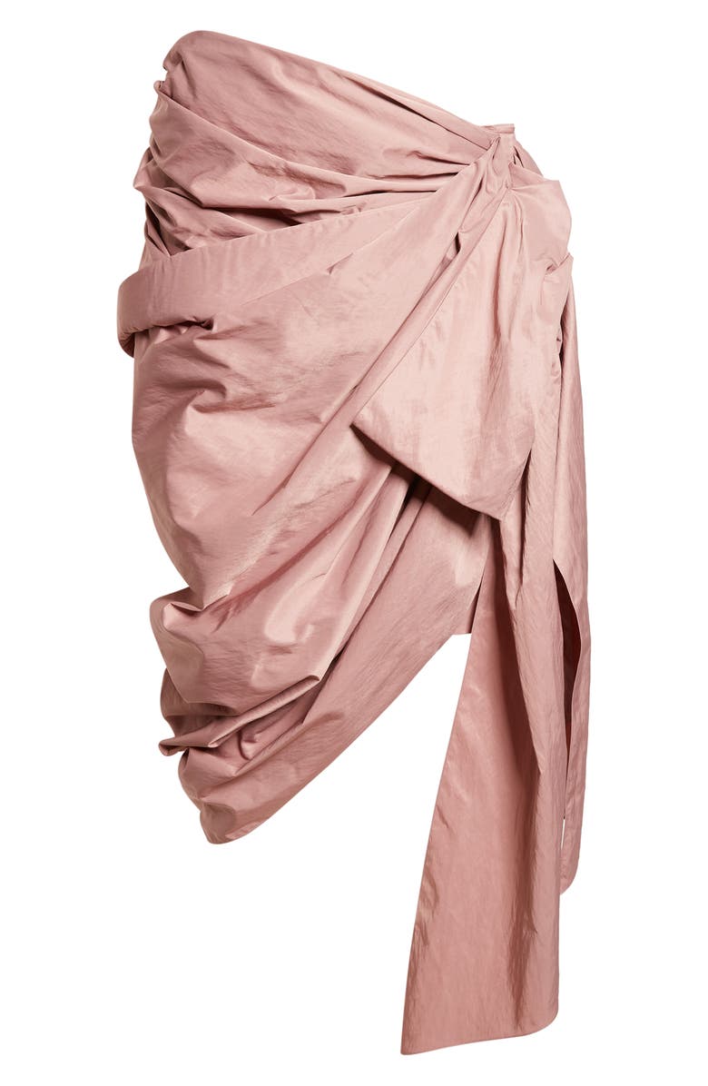 Chloé Technical Satin Faux Wrap Skirt, Alternate, color, Ginger Brown