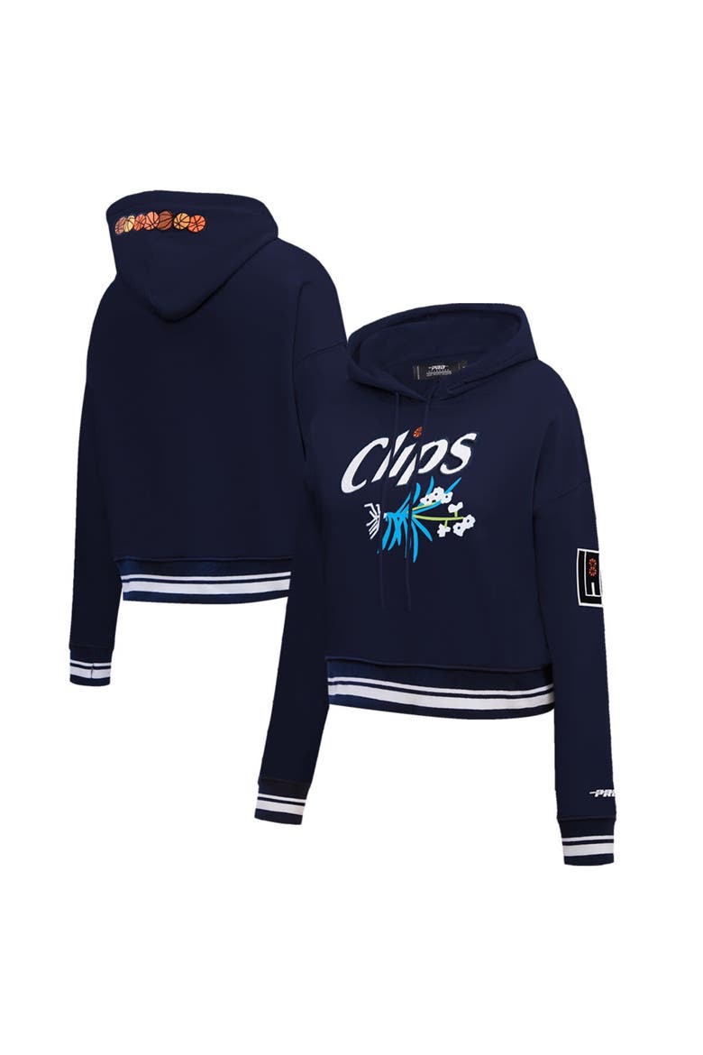 Women's Pro Standard Navy LA Clippers 2023/24 City Edition Cropped Pullover Hoodie, Alternate, color, Navy
