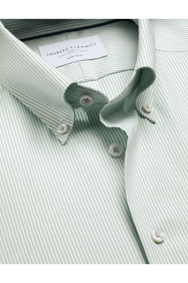 Non-Iron Stretch Pinpoint Oxford Shirt, Alternate, color, Mid Green