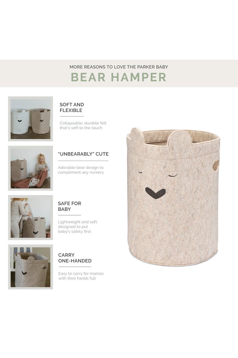 Bear Felt Laundry Hamper, Alternate, color, White