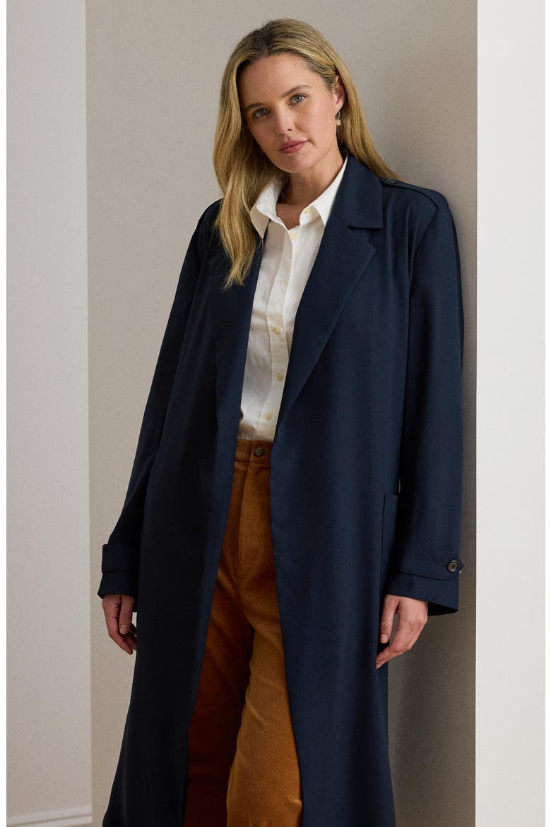 Double-Faced Georgette Wrap Coat, Alternate, color, LAUREN NAVY