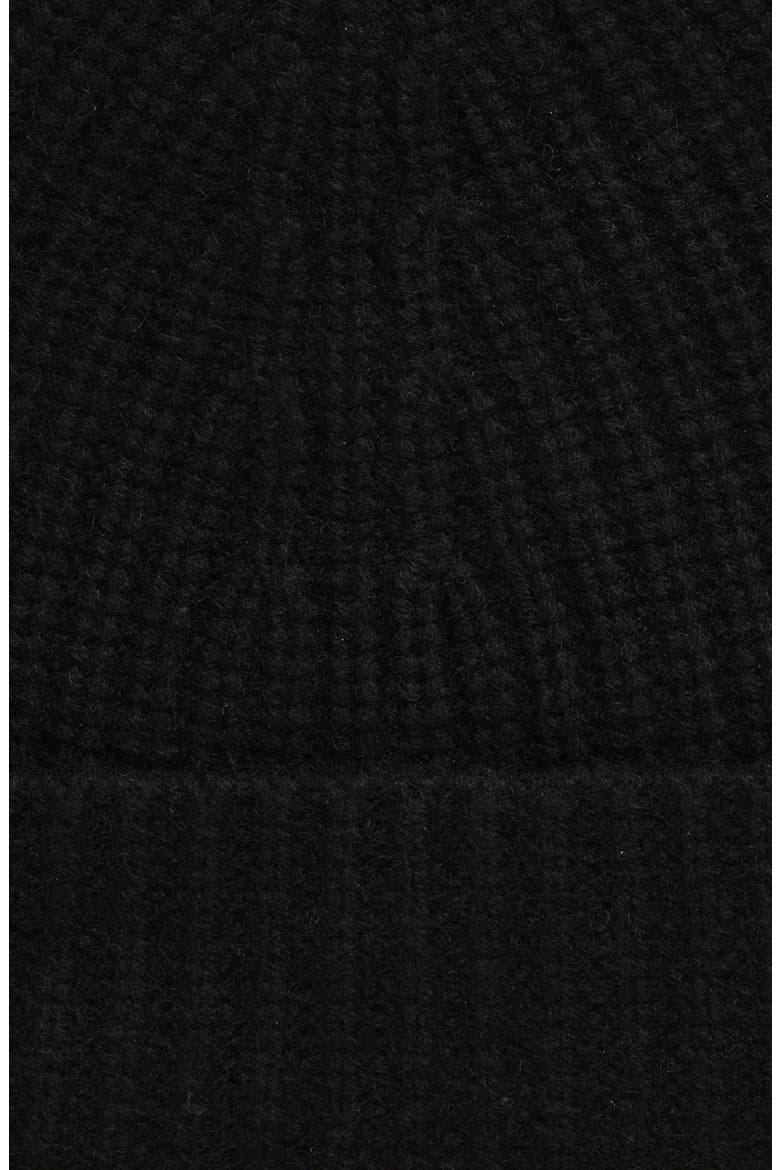 Shaker Stitch Cashmere Beanie, Alternate, color, BLACK