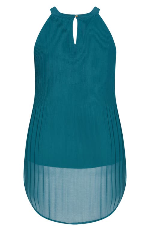 City Chic Kaya Pleated High-low Top In Green