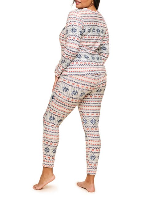 Adore Me Janise Pajama Long Sleeve Top & Leggings Set In Novelty White