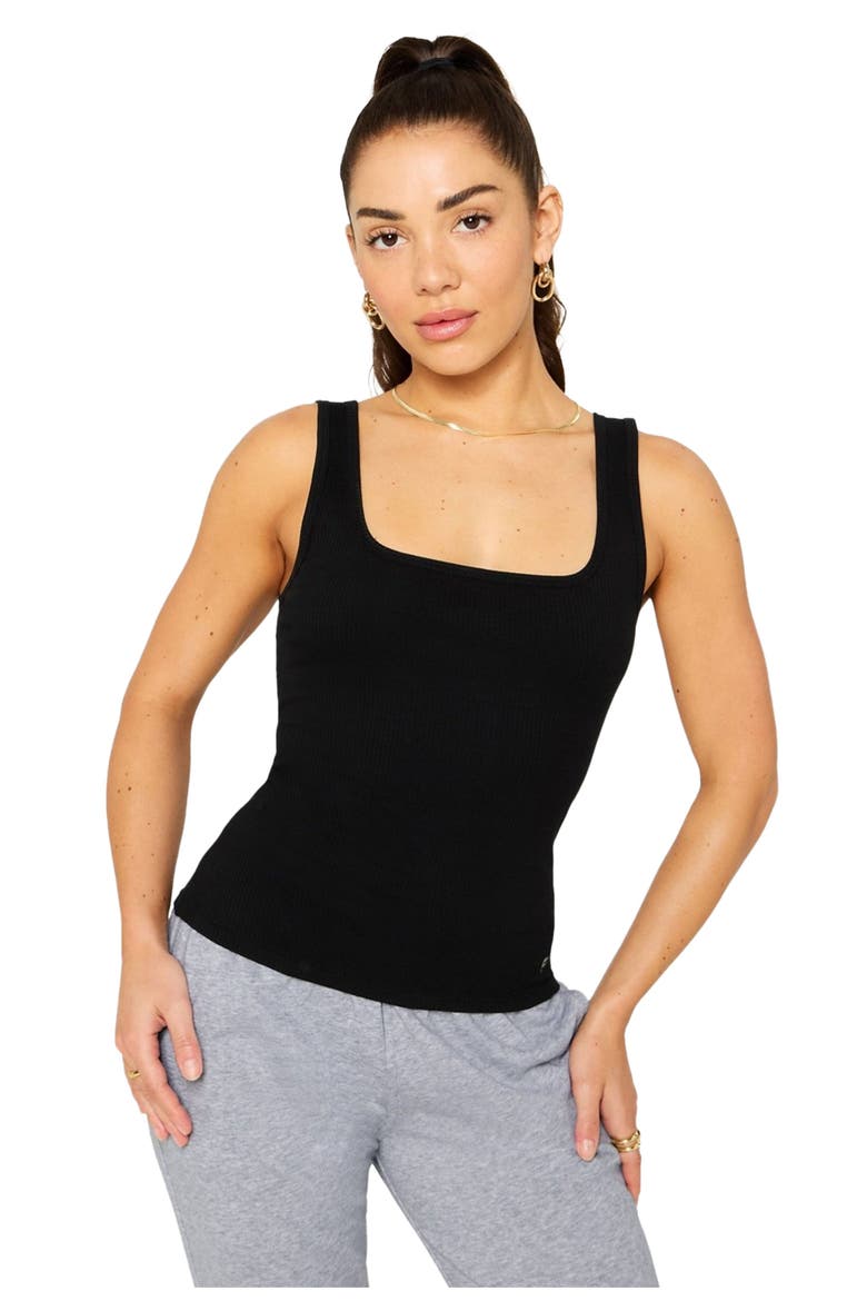 Women's Daily Rib Square Neck Tank, Main, color, Black