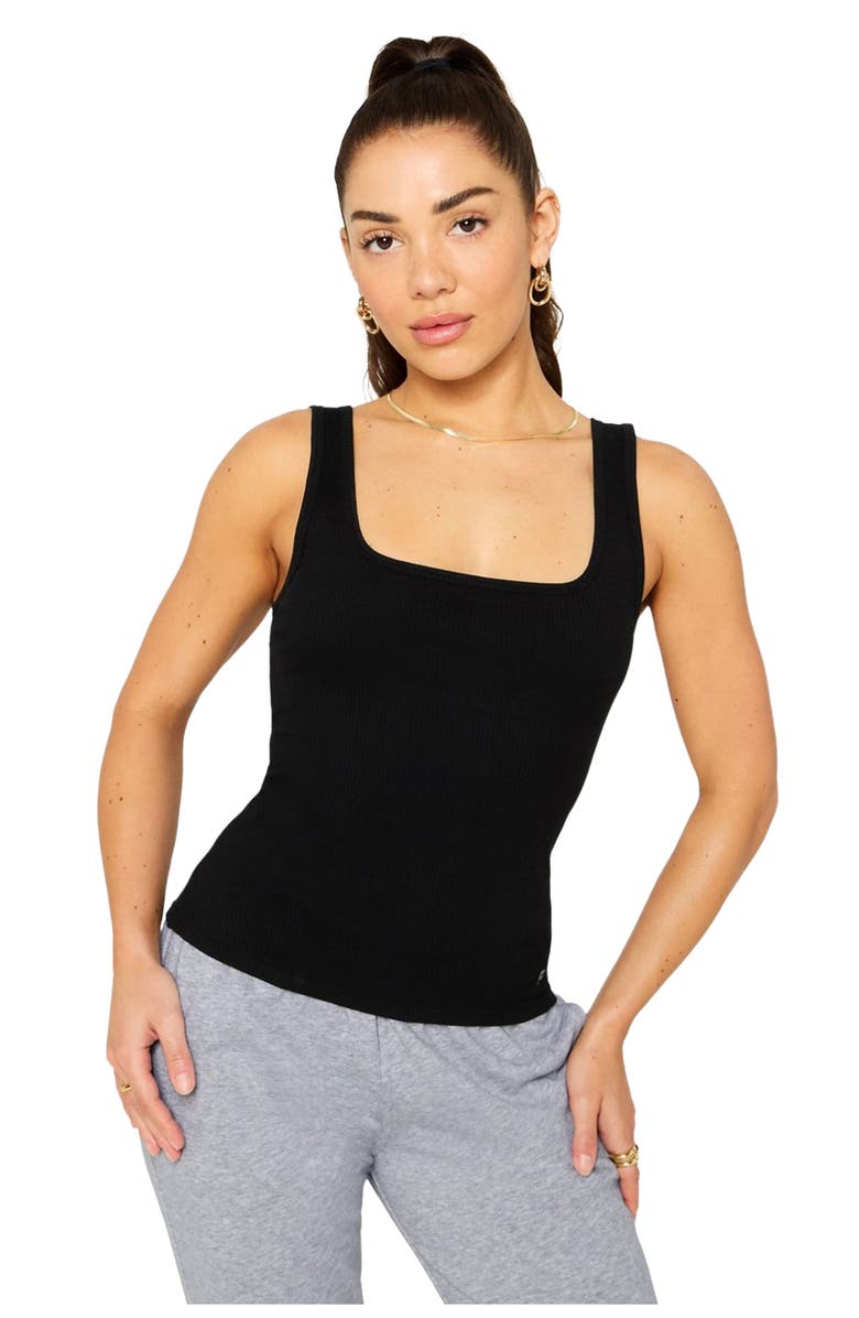 Fabletics Women's Daily Rib Square Neck Tank, Main, color, Black