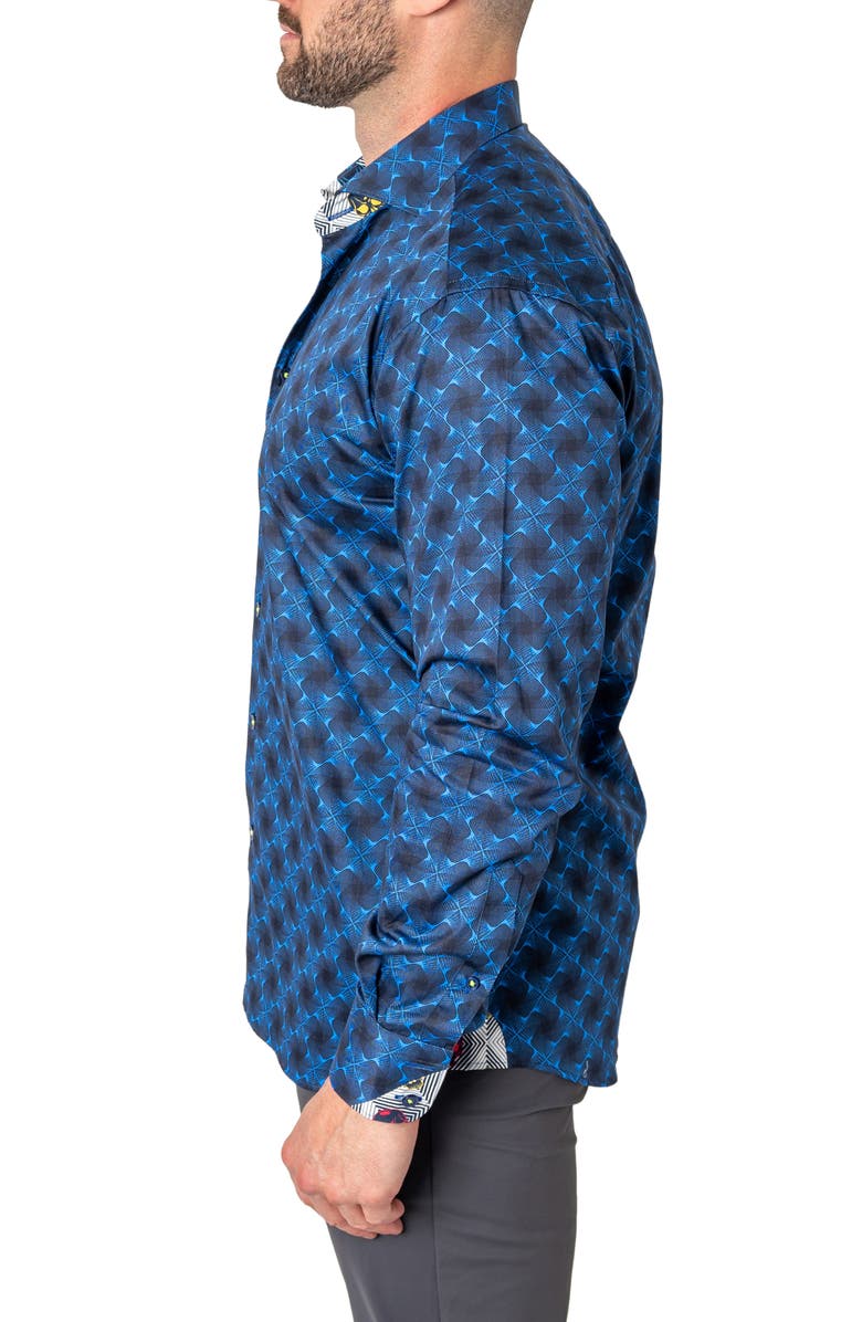 Maceoo Einstein Regular Fit Crossover Blue Button-Up Shirt, Alternate, color, Blue