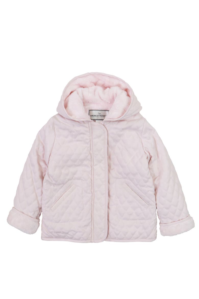 Hooded Faux Fur Lined Quilted Barn Jacket, Main, color, Light Pink