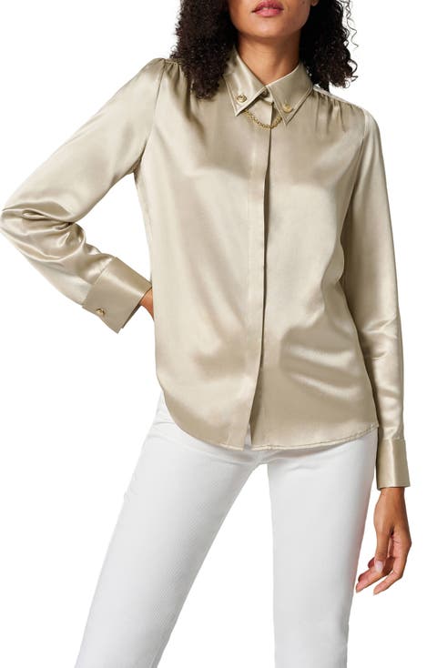 Silk Blouse With Metal Chain