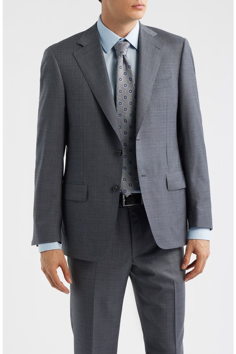 Grey Mélange Wool Suit, Alternate, color, MID GREY