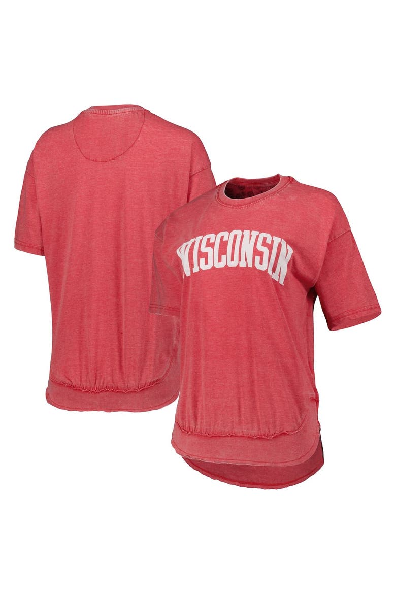 Women's Pressbox Heather Red Wisconsin Badgers Arch Poncho T-Shirt, Main, color, Heather Red