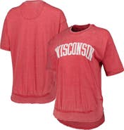 PRESSBOX Women's Pressbox Heather Red Wisconsin Badgers Arch Poncho T-Shirt