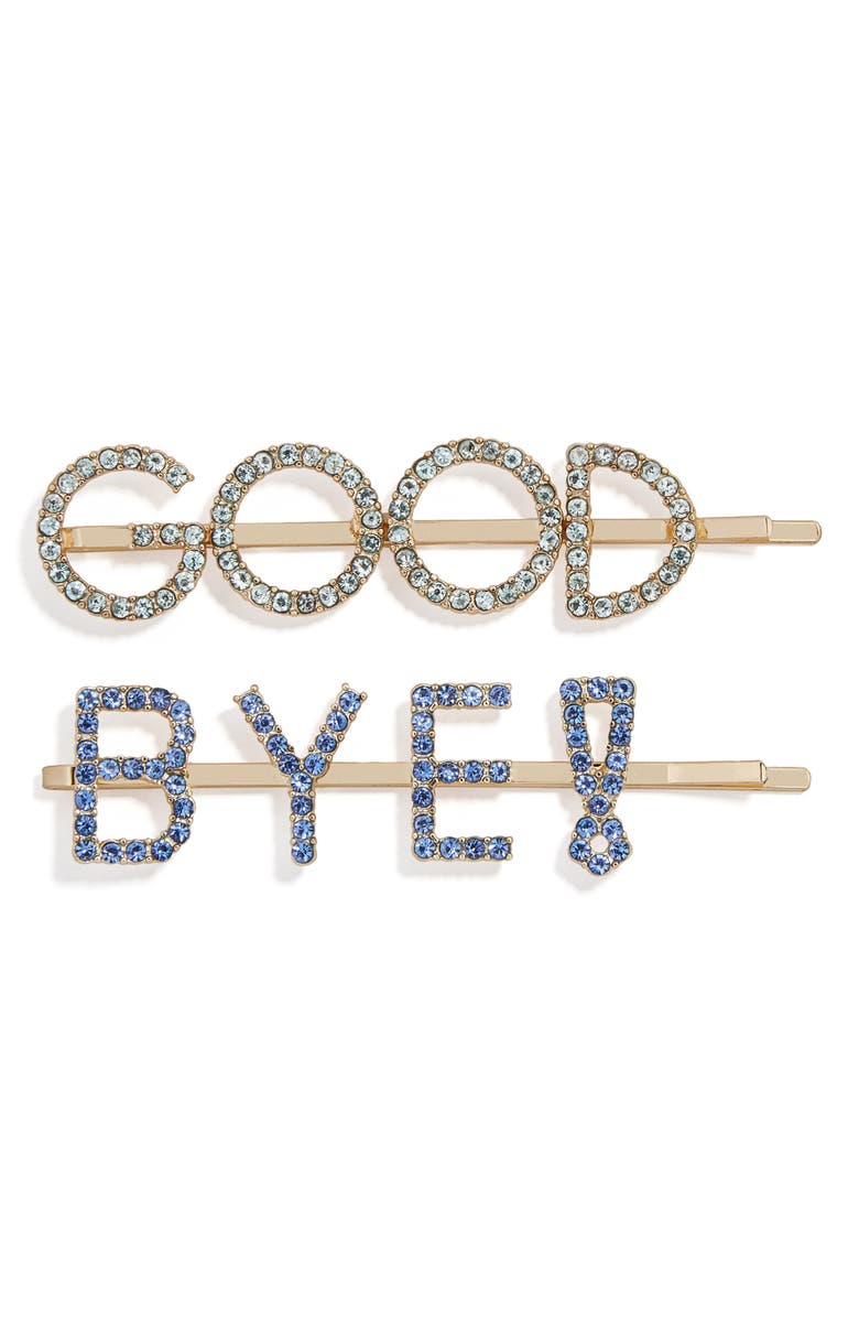 BaubleBar Goodbye! Set of 2 Crystal Bobby Pins, Main, color, 